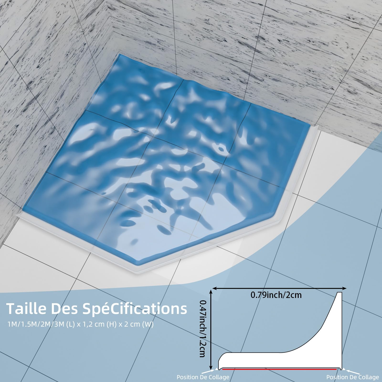 Faltbare Duschschwelle Aus Silikon - Selbstklebende Wasserbarriere 13,7mm Hoch