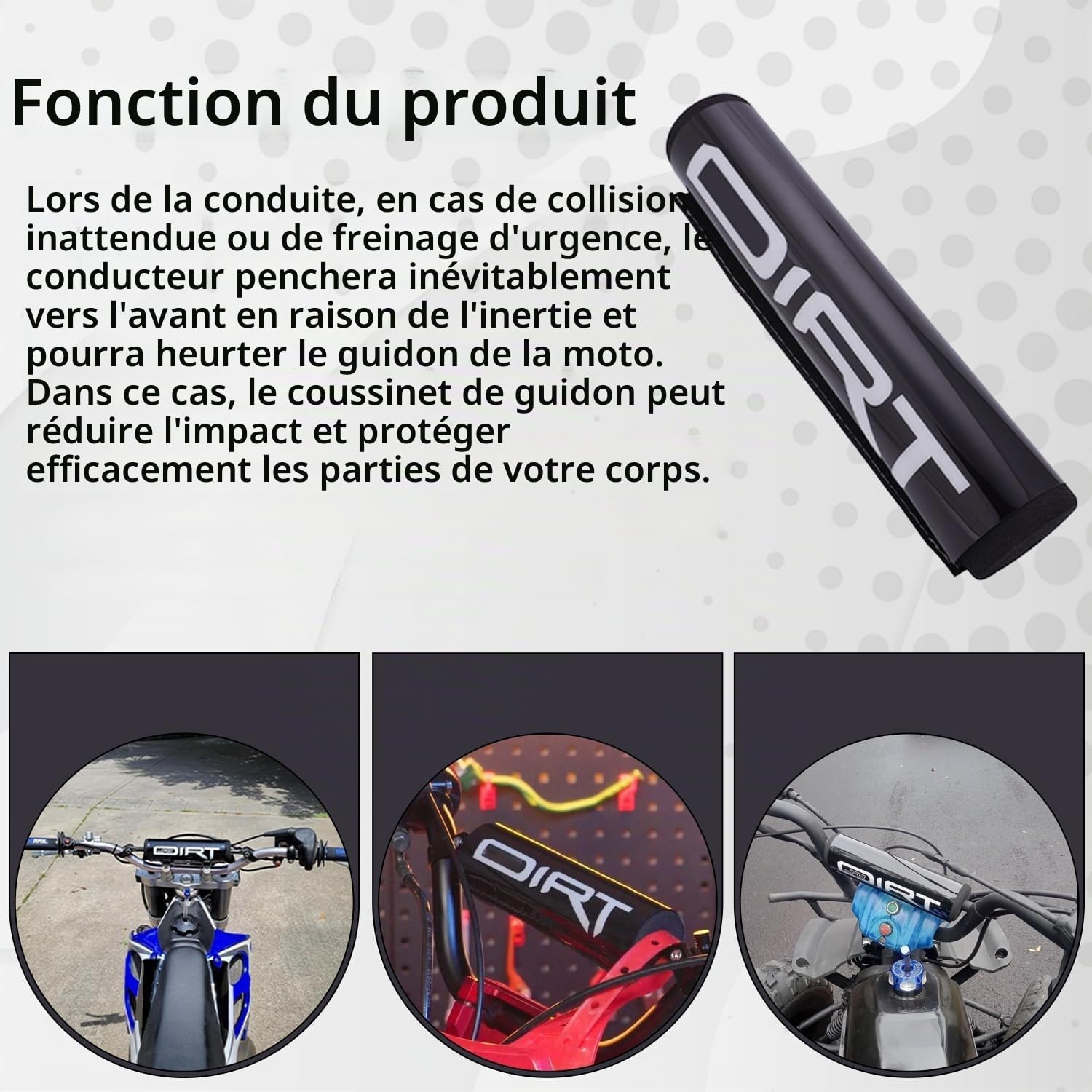 Coussinet de Guidon de Moto,250 mm Protecteur de Coussinet de Universel | Barre transversale en Mousse de pour Dirt Pit Bike Street Bike Enduro