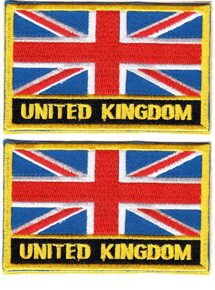Britain Flag Embroidered Patches Tactical Morale Applique Fastener Hook & Loop Emblem Patch 2 Pieces (Britain)