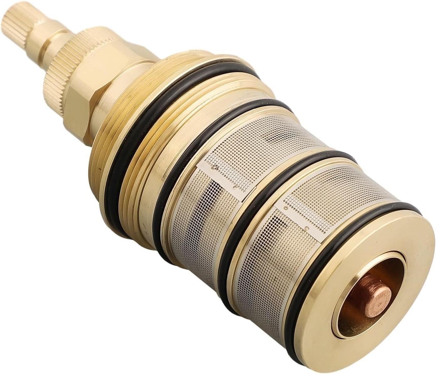 Válvula mezcladora de ducha de repuesto de latón con cartucho termostático, kit de reparación for barra de ducha y sistemas integrados, control de temperatura de 20 a 48 ℃, altura de 115,7 mm, rosca M