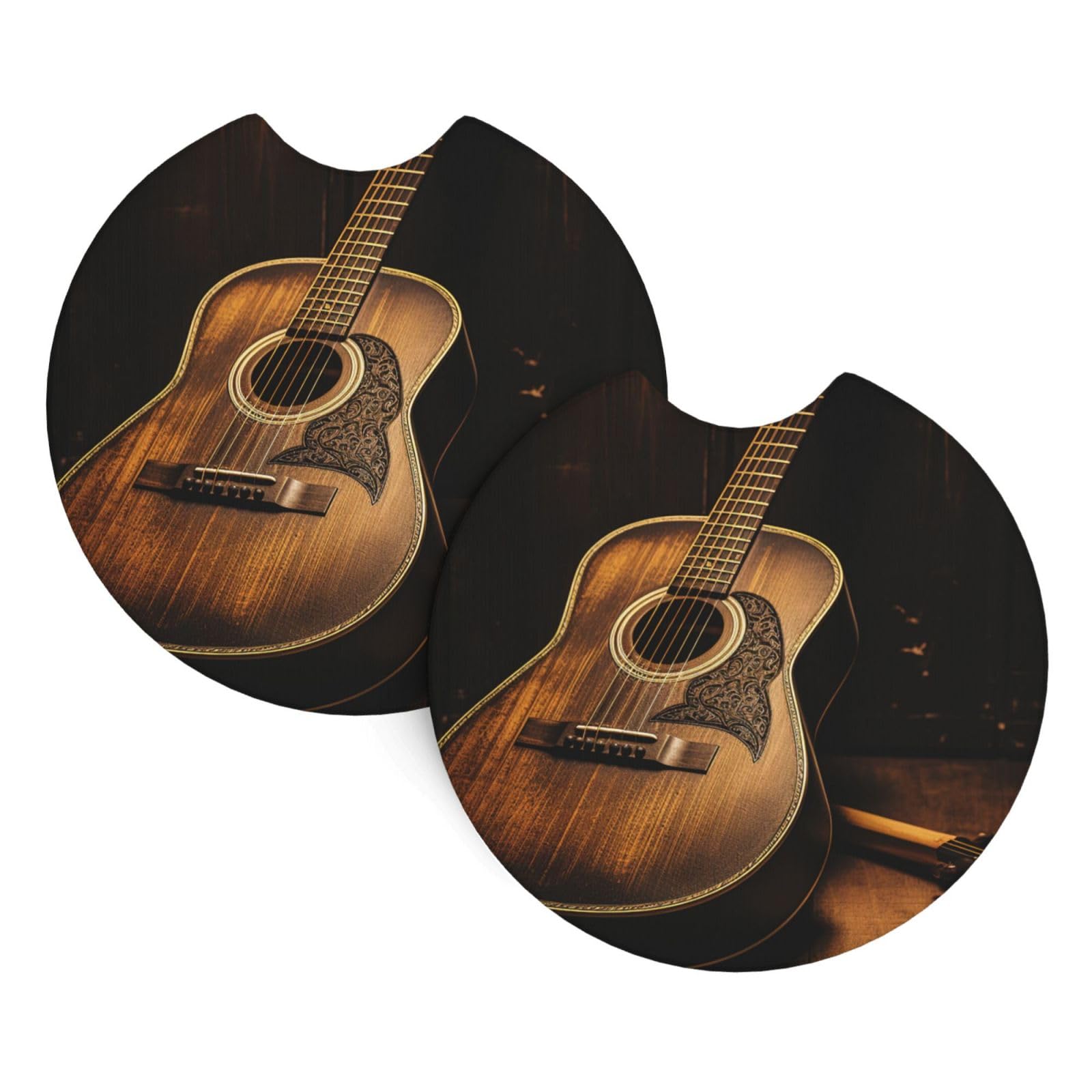 2 Pack Car Coaster for Cup Holders Old west Guitar Car Cup Coaster 2.7" Neoprene Non-Slip Automotive Cup Mat Universal Auto Car Interior Accessories for Women Men Cup Pad
