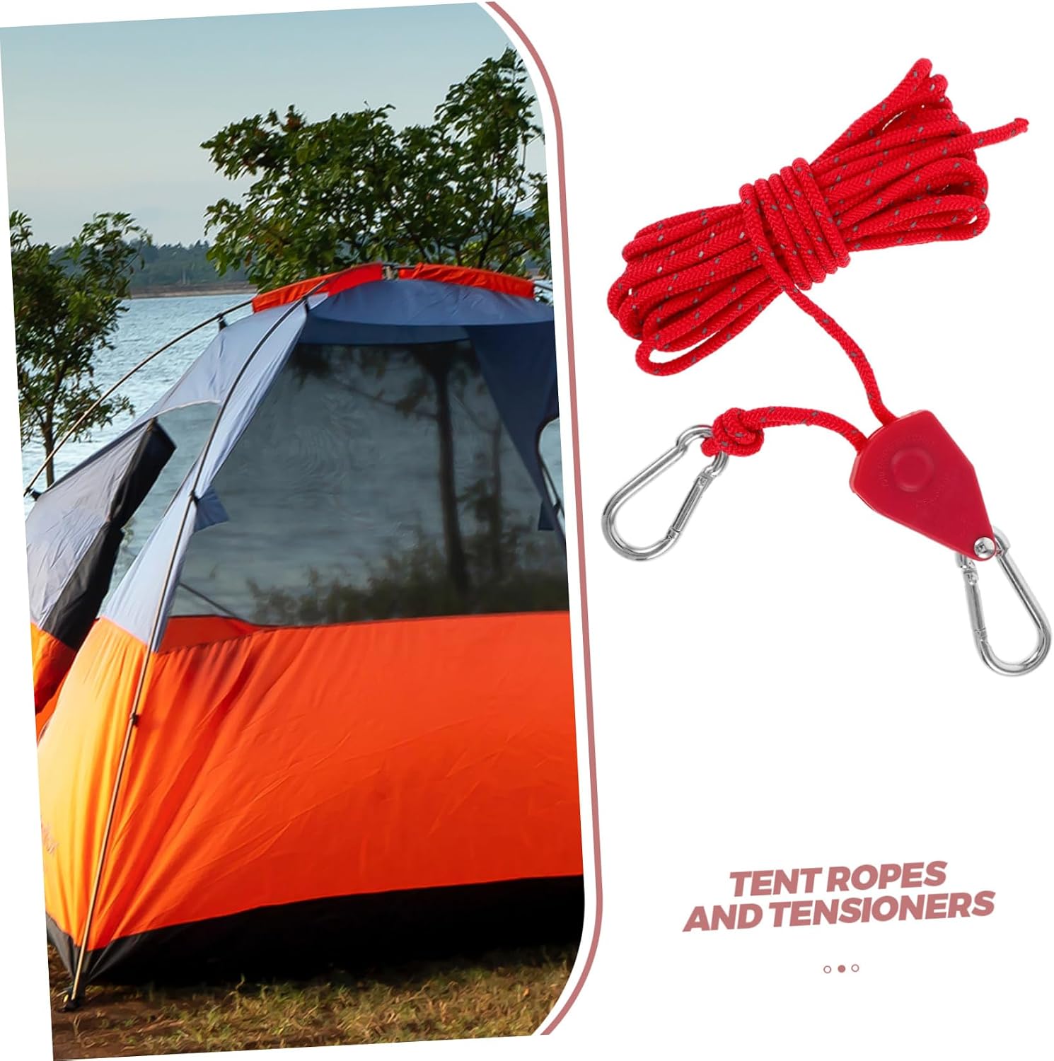 Tent Windproof Rope Camping Rope with Pulley Camping Tent Rope Tensioners Tent Cord Adjustable Rope image 3