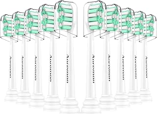 Aoremon toothbrush replacement heads compatible with Philips Sonicare HX9023/92 Optimal Plaque Control Gum Health FlexCare HealthyWhite Essence+ and EasyClean, 10 pack, White