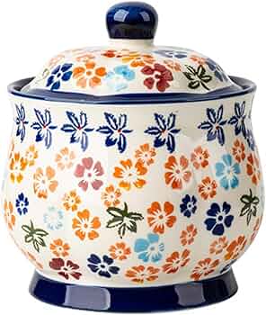 Amazon｜フローラルセラミッククッキージャー 密閉蓋付き 密封瓶