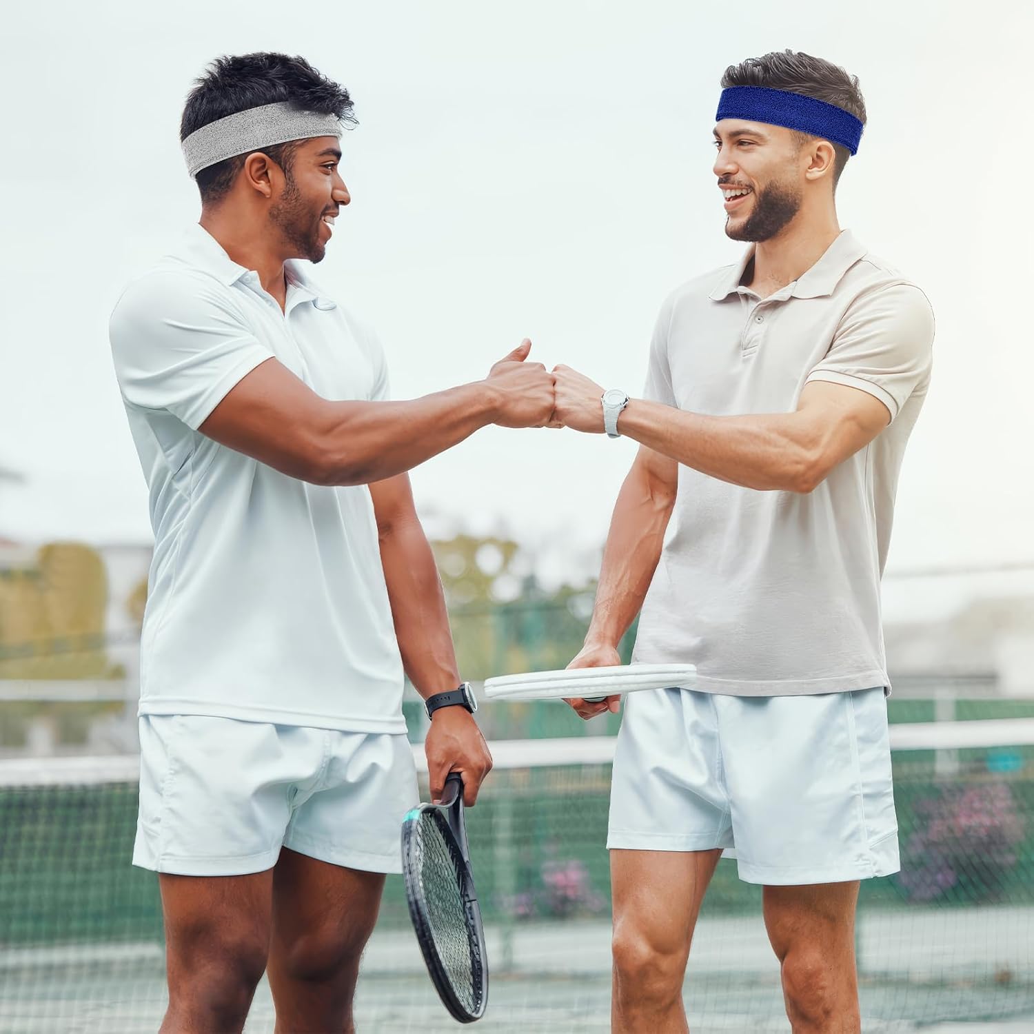 4 Pack Headbands for Men, Sweat Bands Headbands Men & Women, Cotton Terry Sweat Bands for Tennis, Basketball, Running, Gym, Working Out - Image 6