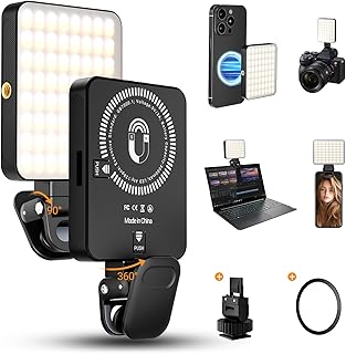 128 Luz LED Selfie, 3000mAh Magnética luz del Teléfono con 3 Modos de luz y 10 Niveles de Brillo Ajustable, Recargable Clip de luz de vídeo para el teléfono, Tableta, vídeo, Maquillaje
