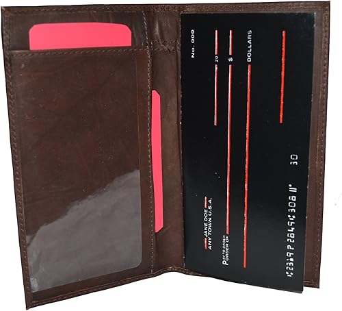 Miniatura 3 de Leatherboss - Funda delgada de piel auténtica para chequera para hombres y mujeres, color marrón oscuro, Marrón oscuro