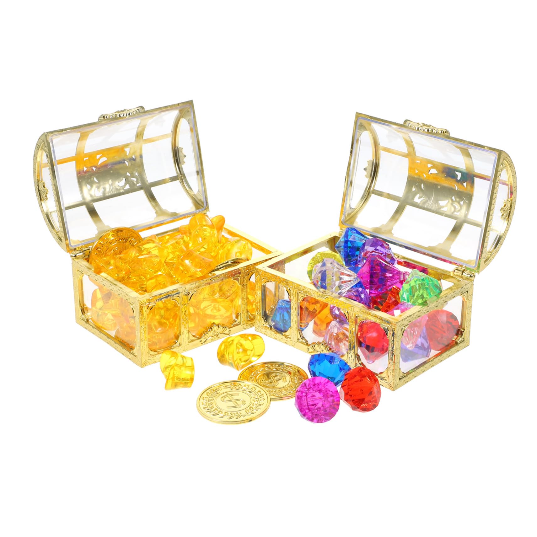 Kit Jouets De Plongée Enfants - Coffre Au Trésor Avec 10 Diamants Colorés Acrylique, Gemmes Scintillantes Pour Chasse Au Trésor Piscine
