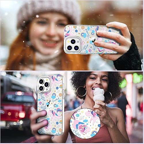 Miniatura 6 de OKP Funda 3 en 1 para iPhone 14 Pro, con protector de pantalla y protector de lente de cámara, diseño floral, delgada, a prueba de golpes, bonita