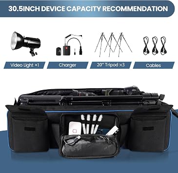 YOREPEK Tripod Carrying Case Bag, Light Stand Bag with 2 Protective Padding, 30.5 Large Photo Studio Equipment Case fit Tripods, Monopods, Speaker Stands, Boom Stands, Camcorder, Mic Stands, Travel