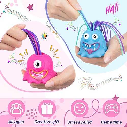 Miniatura 10 de HOMQYTE Juguetes para ansiedad, para aliviar el estrés, jalar del cabello, con luz LED, diferentes gritos, novedosos juguetes de monstruo gritando