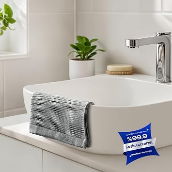 Silva Premium Mikrofiber Banyo Bezi 40 x 40 cm - Tüy ve İz Bırakmaz, Suyu Hızla Emer, Fayans, Ayna, Cam ve Duşakabin İçin, Yumuşak ve Uzun Ömürlü, Gri