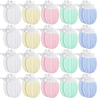 Jiuguva 20 Pairs Preemie Baby Mittens Baby Cotton Gloves with String No Scratch Preemie Mittens for Premature Baby Boys Girls