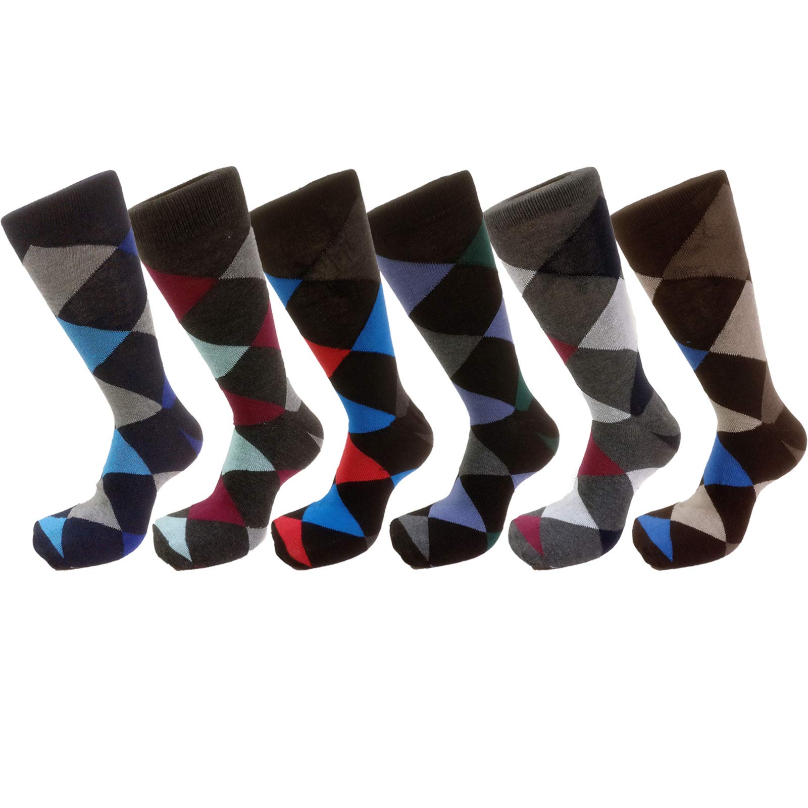 USBingoshop Mens Cotton Argyle Striped Solid Ribbed Black Crew Dress Socks