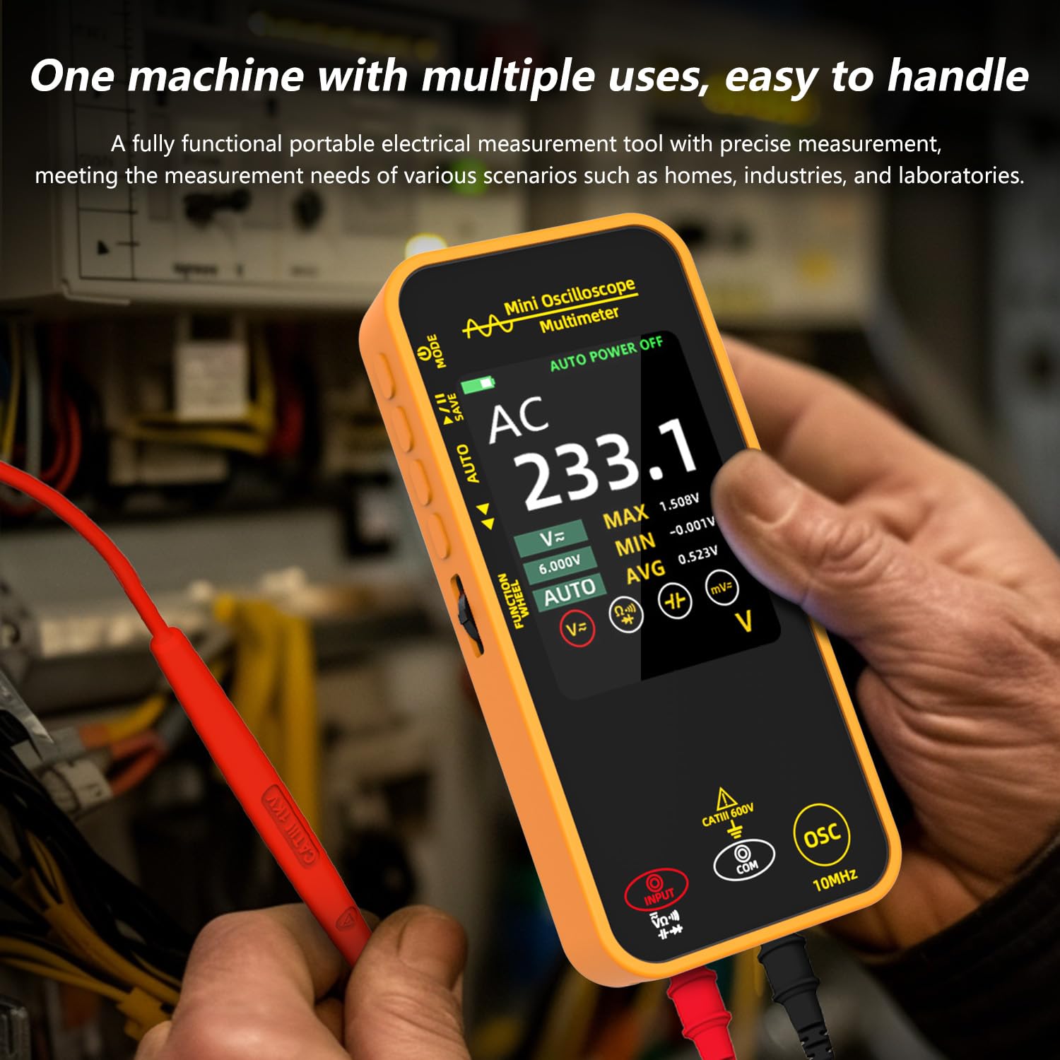 OS1 Digitales Oszilloskop Multimeter 10MHz Bandbreite Handoszilloskop mit 48MSa/s Abtastrate 3.2" TFT LCD Wiederaufladbares Multimeter Kapazitäts Dioden Ohm Spannungsprüfer