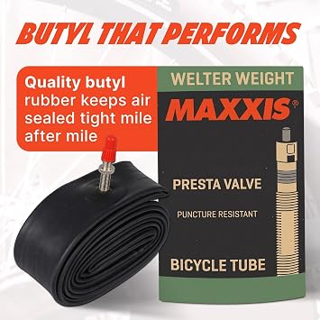 Maxxis 27.5 x 1.90-2.35 Welter Weight Bicycle Inner Tube | Presta or Schrader Valves | Puncture Resistant | MTB Bike Tube