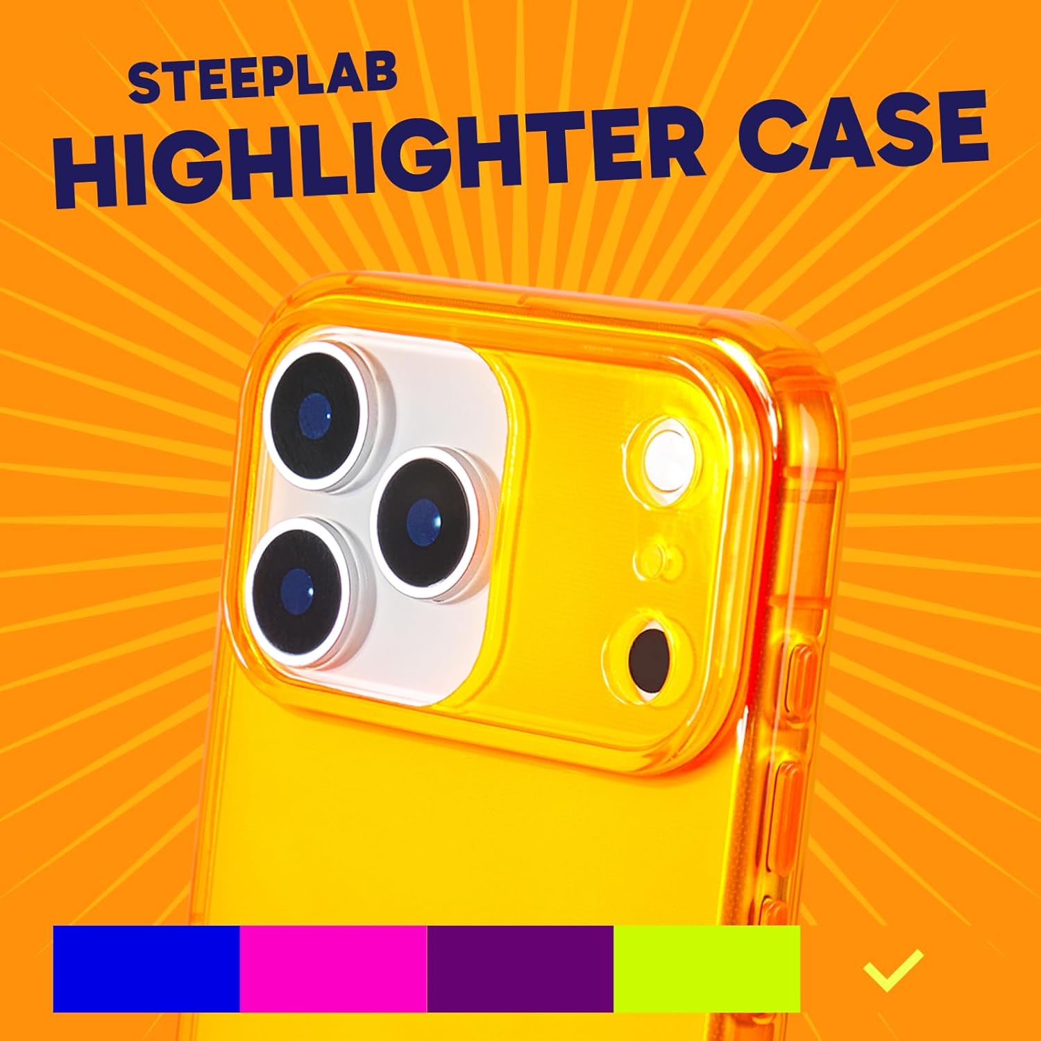 SteepLab Neon Highlighter Case for iPhone 17 Pro Max - The Grippy Jelly Case w/Protective Air Pockets (Intense Bright Orange)