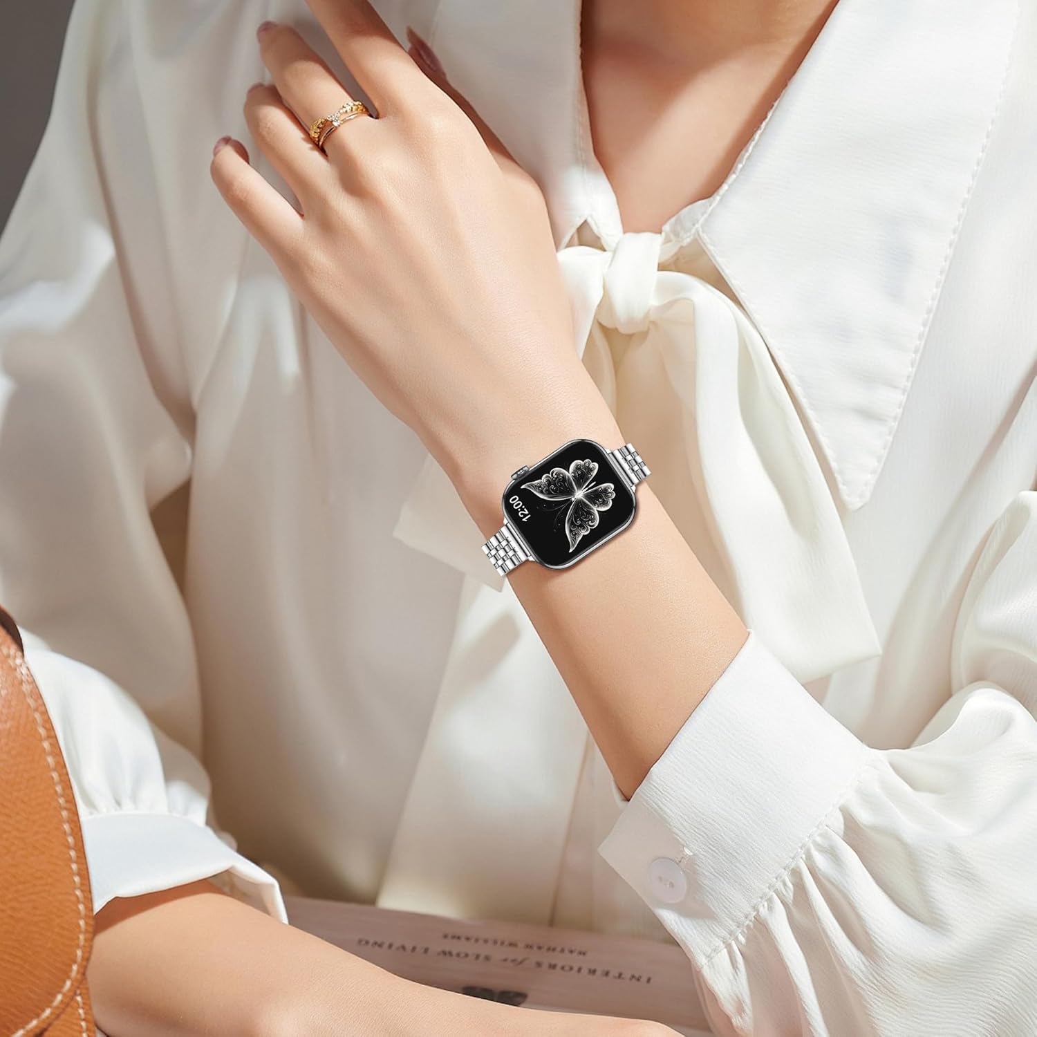 MioHHR Slim Metal Bands Compatible with Apple Watch Band Ultra3/2/1 Series 11 10 9 8 7 6 5 4 3 2 1 SE3/2/1, Thin Stainless Steel Strap for Women iWatch Band 49mm 46mm 45mm 44mm 42mm 41mm 40mm 38mm - Image 5