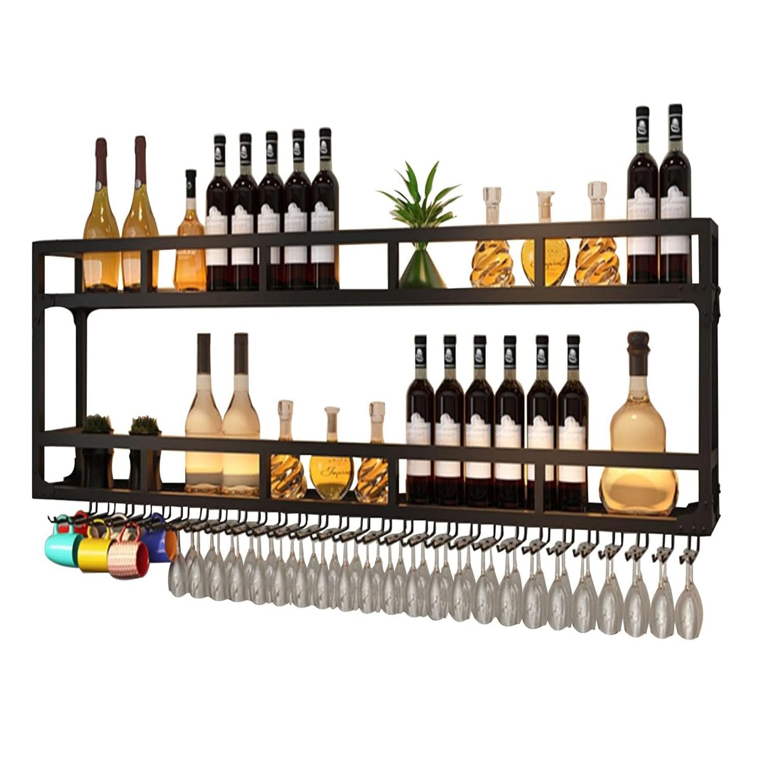 Présentoir élégant pour boissons avec rangement de vin mural 100cm