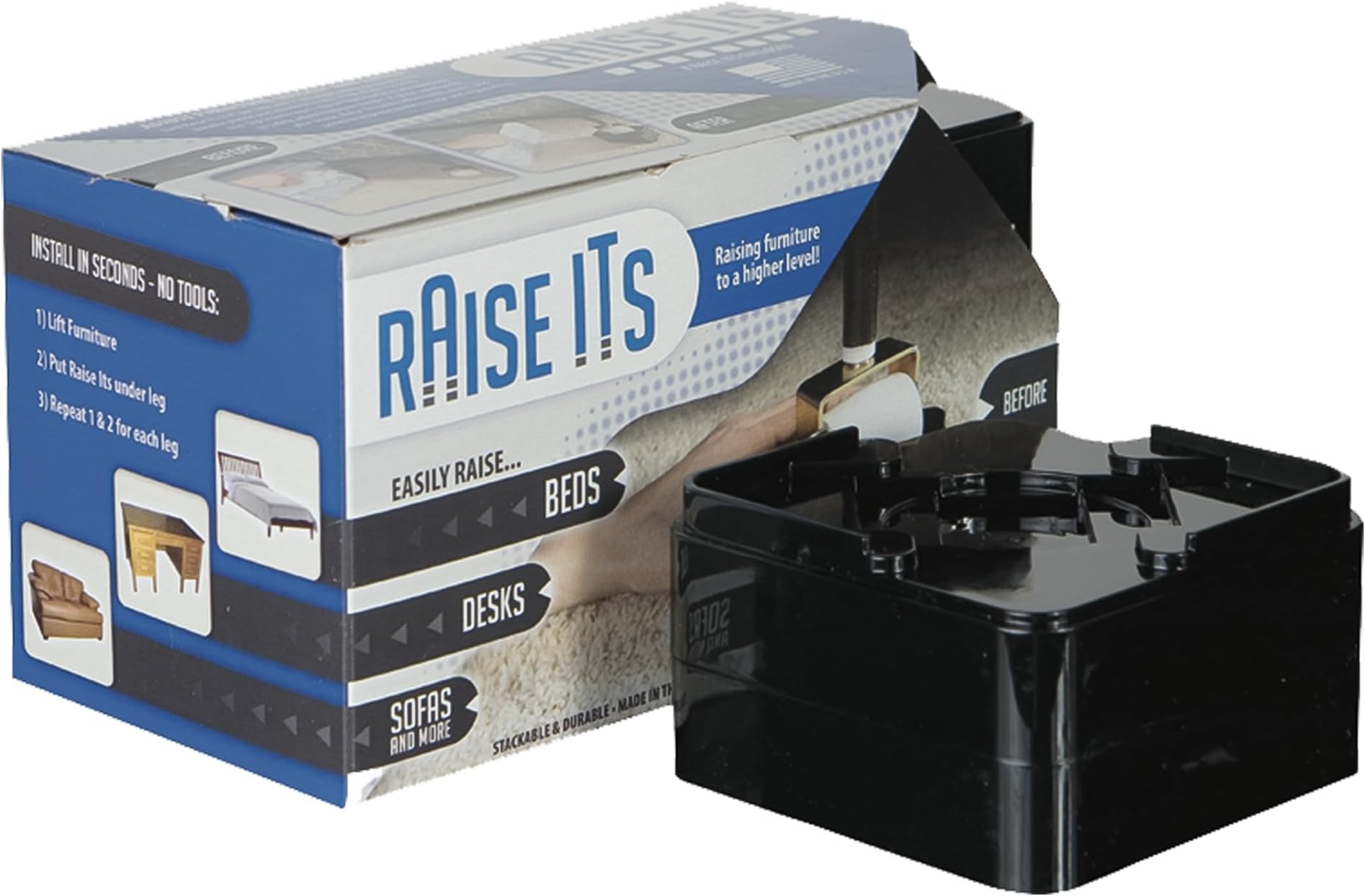 RAISE ITS Furniture Riser, Black