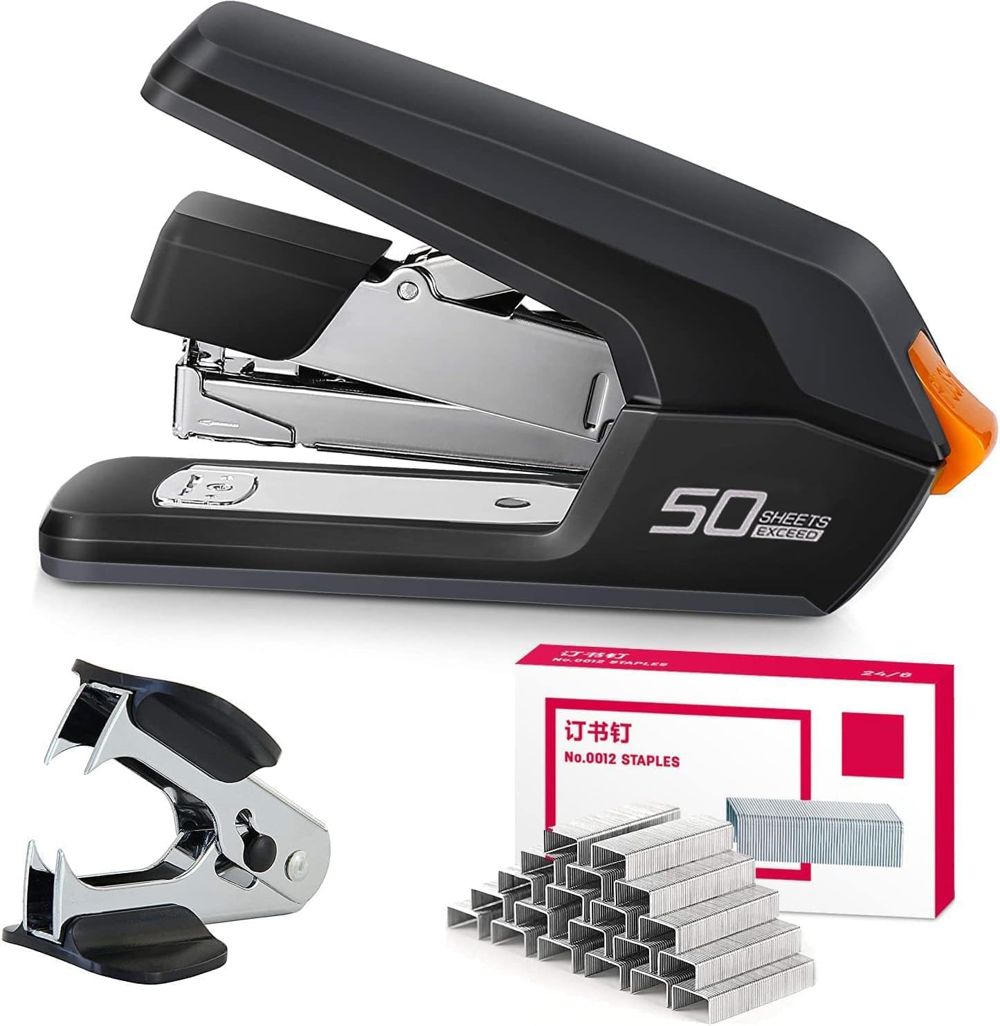 TSUYAGLA Heavy Duty Stapler 50 Sheet Capacity Energy Saving Lever Black
