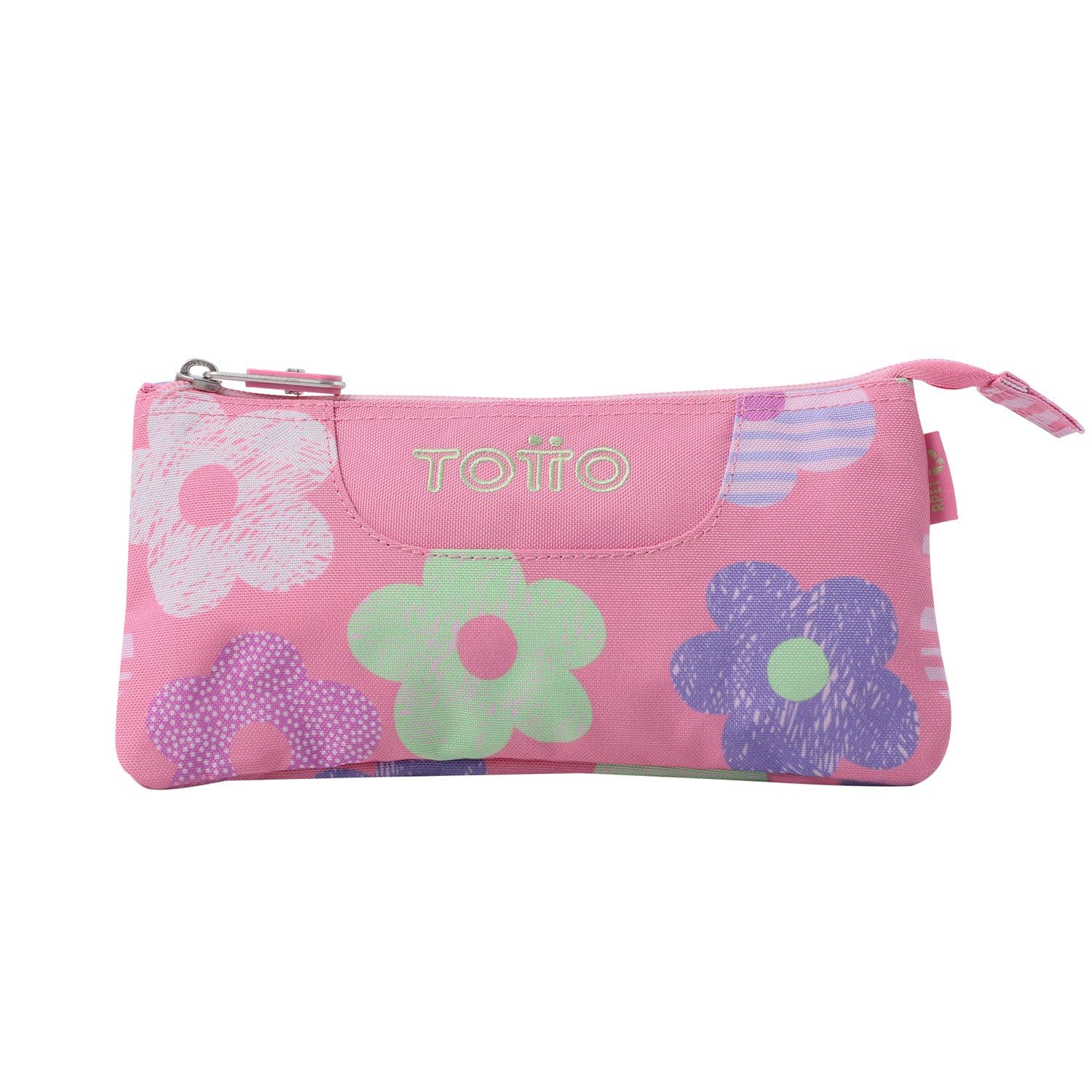 TOTTO - Estuche Escolar 3 Compartimentos, Modelo Tablero, Estuche Grande, Dimensiones 22 x 11 x 3.5 cm, Una Cremallera, Tejido Resistente y Repelente a Líquidos, Estampado Margaly