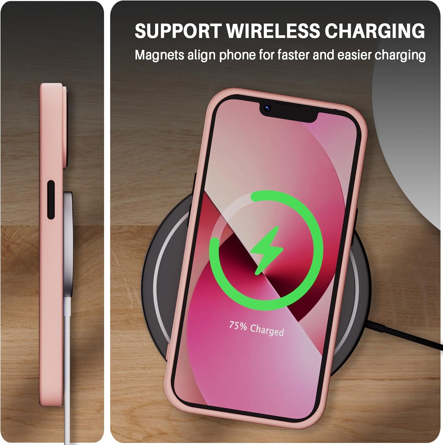 Magnetic for iPhone 13 Case & iPhone 14 Case [Compatible with Magsafe][Military-Grade Drop Protection] Slim Translucent Matte Shockproof Protective Phone Case for iPhone 13/14 6.1", Pink - Image 6