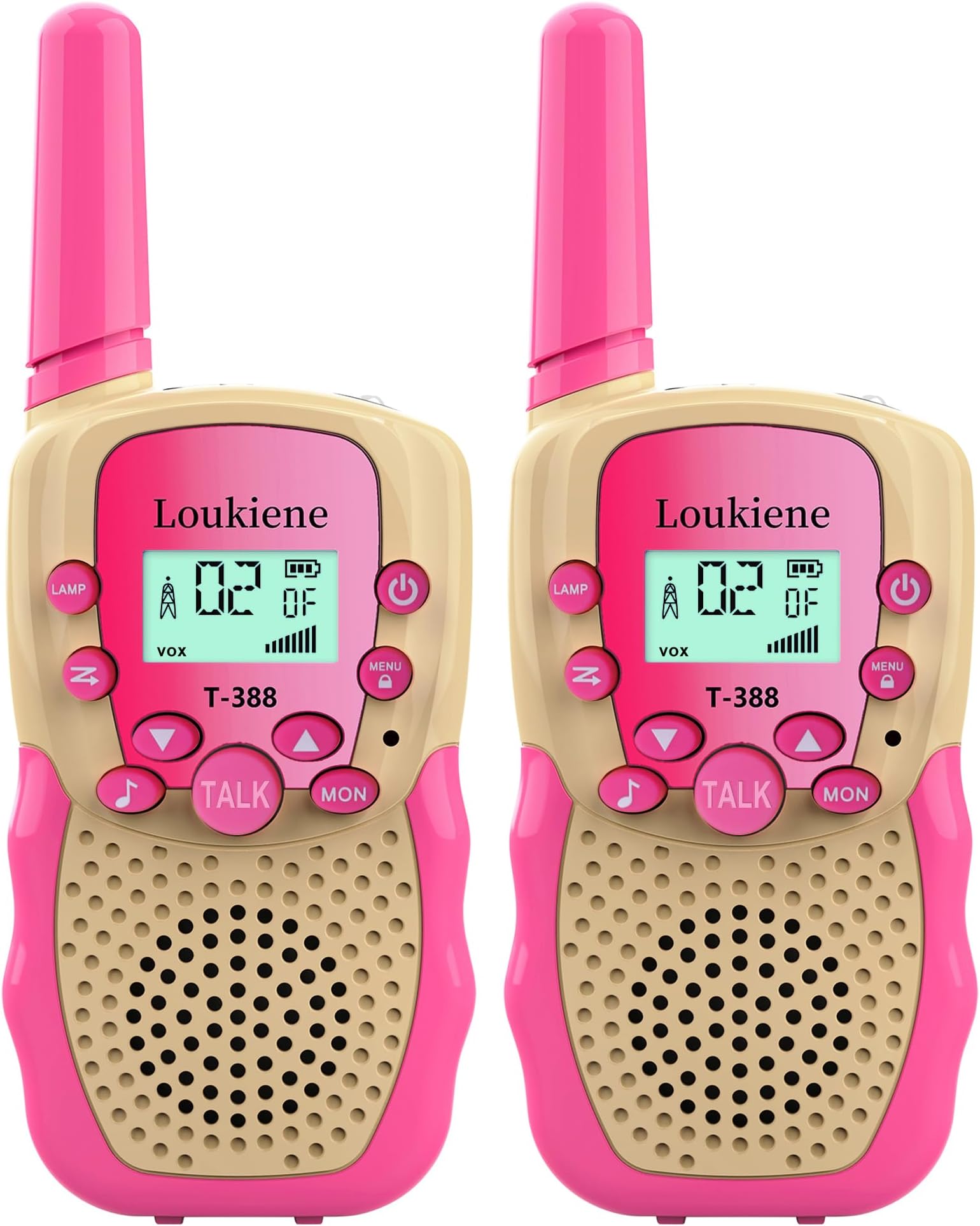 Walkie Talkies for Kids 22 Channels 2 Way Radio Toy, Toys for 3-12 Year Old Boys Girls, with Backlit LCD Flashlight, 3 Kilometer Range for Outside, Camping, Hiking (1 Pair, Yellow Pink)