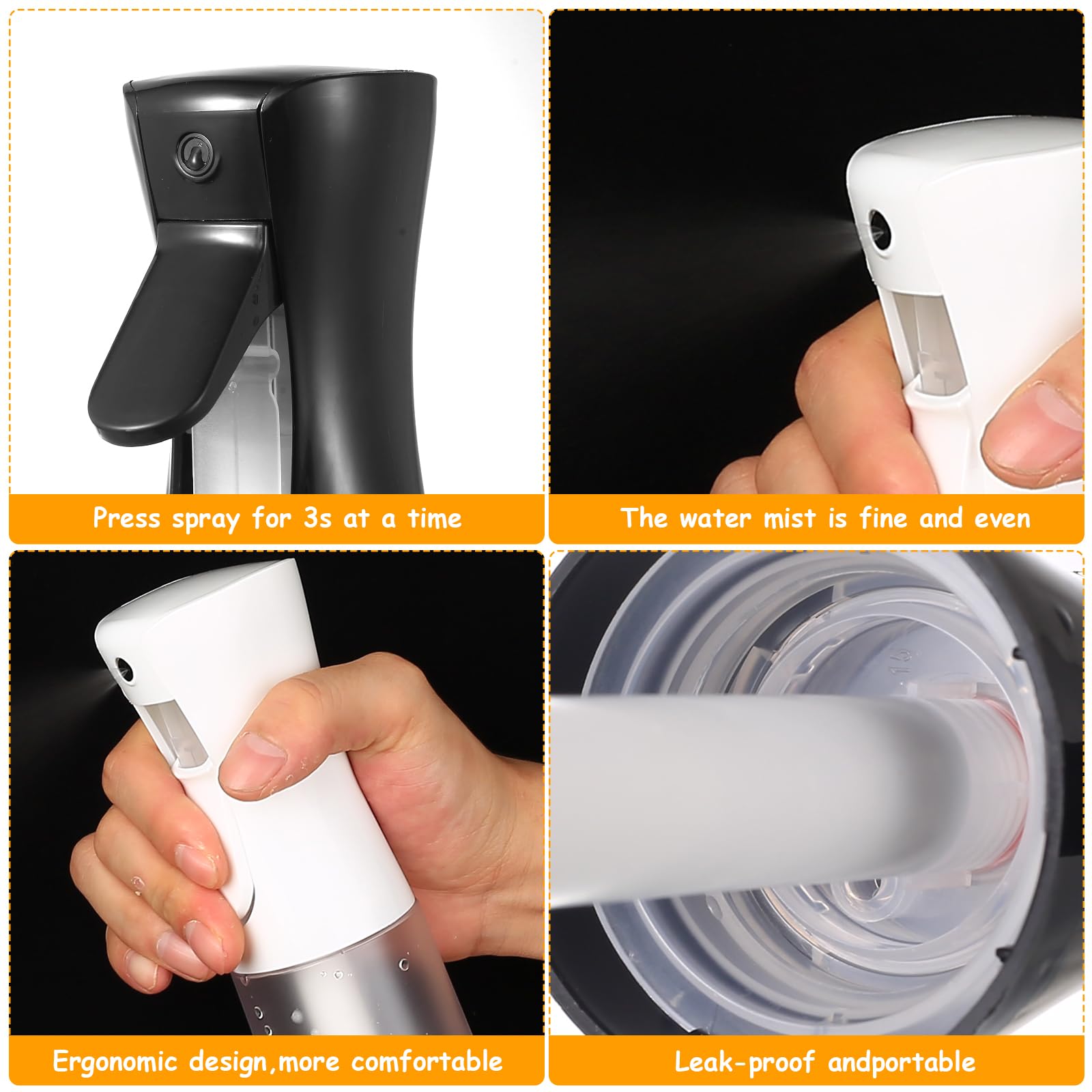 2 Pcs 300ml Pulverizador Agua Peluqueria, Bote Spray Agua Pelo de Niebla Continua, Botella Spray Pulverizador de Aguas Vacíos para Peluquería, Limpieza de Plantas de Jardín