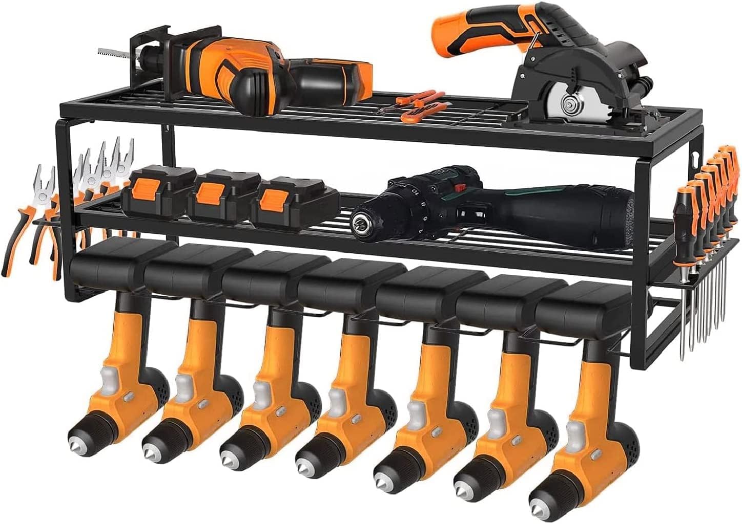 Power Tool Organizer Shelf, 7 Slots Heavy Duty Drill Holder