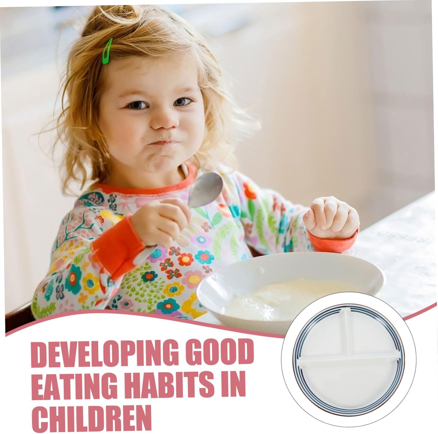 Cabilock 2pcs Divided Dinner Plate Simple Home Breakfast Plate Japanese Design Dishwasher Safe