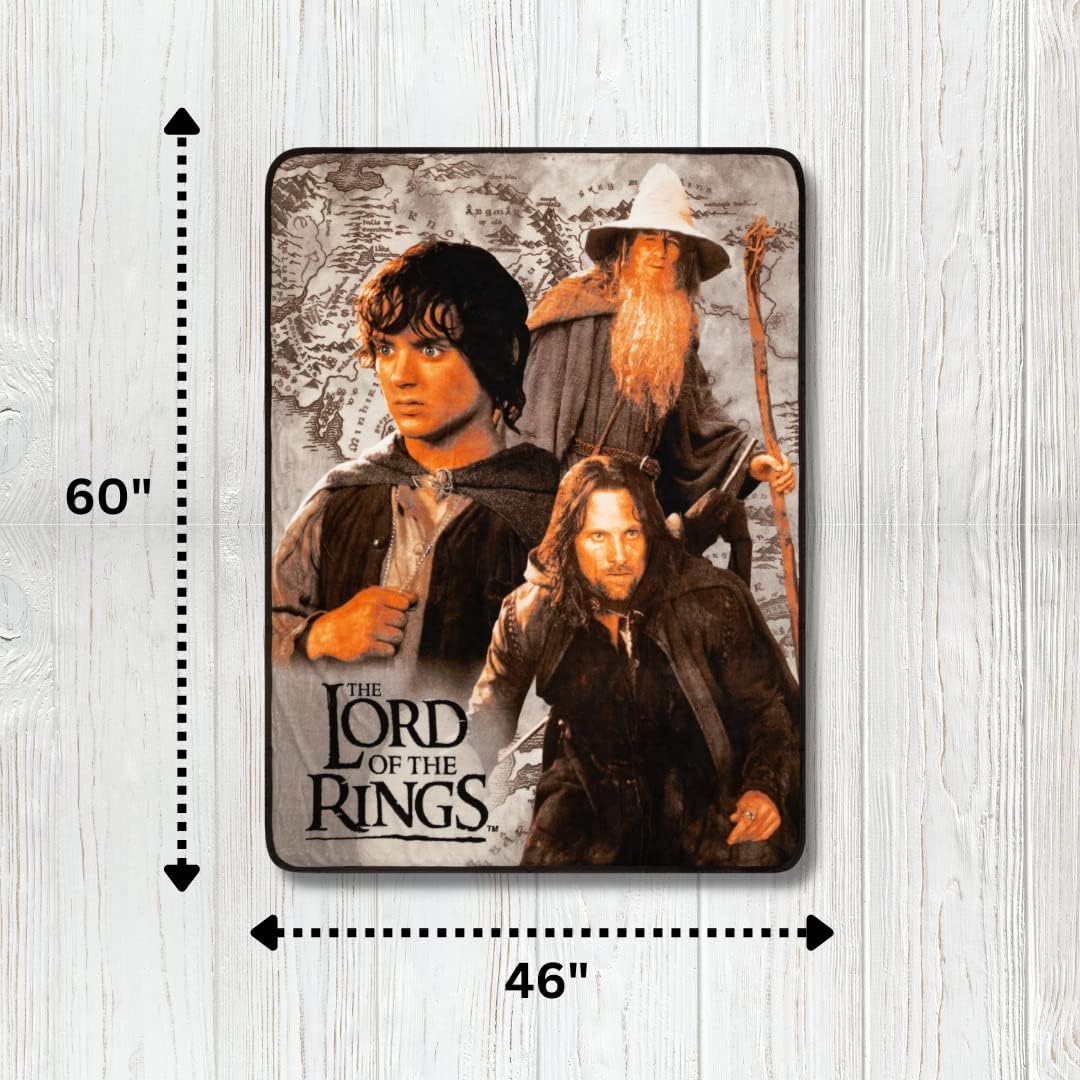 Collectibles The Lord of The Rings Bedding Super Soft Micro Raschel Throw, 46 in x 60 in, (Official Licensed Product) By Franco