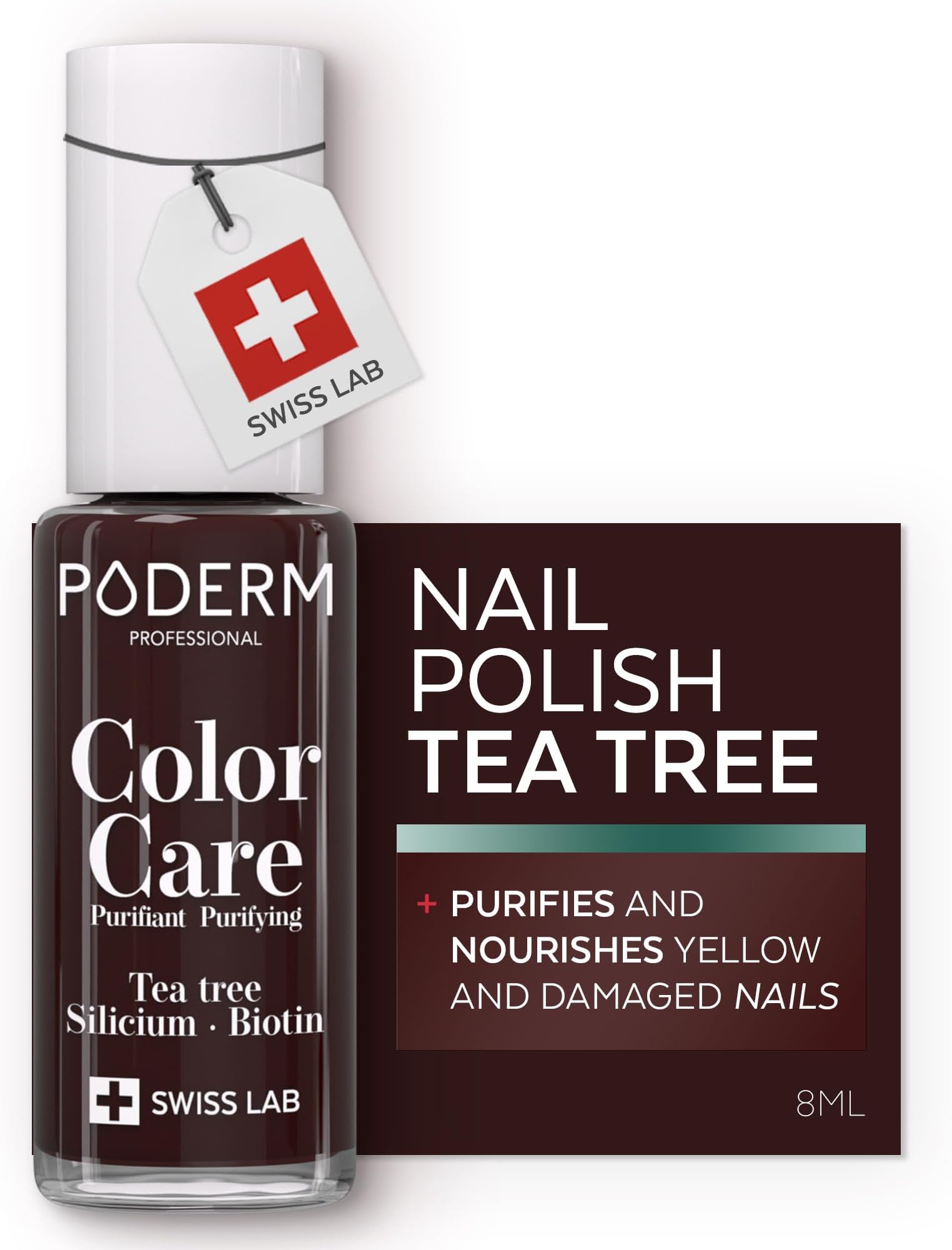 Swiss-Made Antifungal Nail Polish – Black Red | Breathable Treatment with Tea Tree, Silicon & Biotin | Strengthens, Repairs & Conceals Yellow, Brittle & Damaged Nails | Podiatrist-Developed