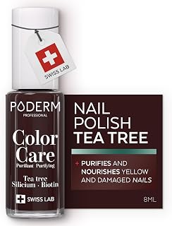 PODERM - Nail Polish – Enriched with Tea Tree – Improves nail appearance – Ingredients Natural/Vegan - foot/hand - Swiss Made (Black-Red)