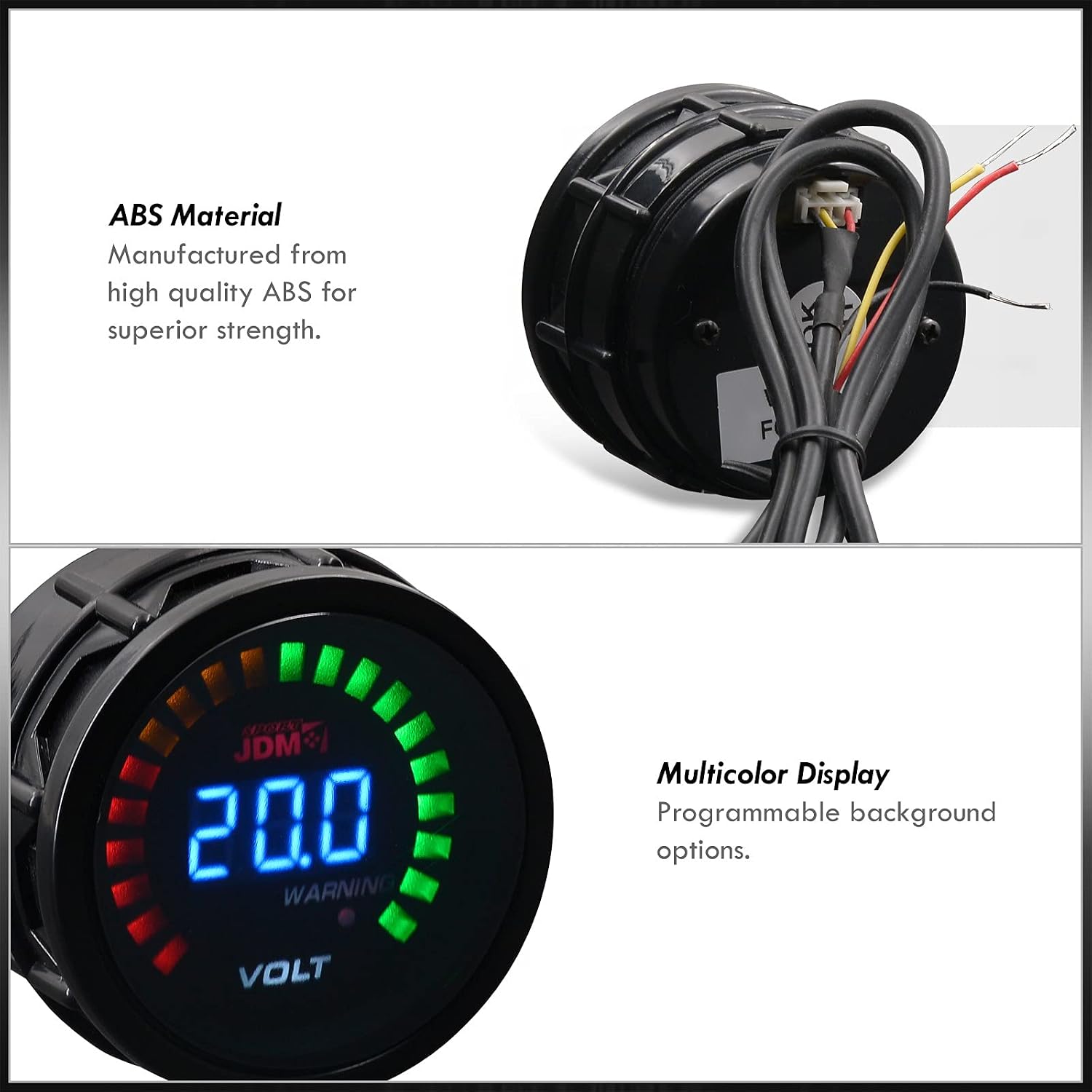 AJP Distributors Performance Racing Universal Car Auto JDM Sport Smoked Tint Digital Blue LED 2" INCH 52MM Voltage Meter Gauge Tacho Volt Voltmeter Electric Multicolor Display Monitor Indicator Dash