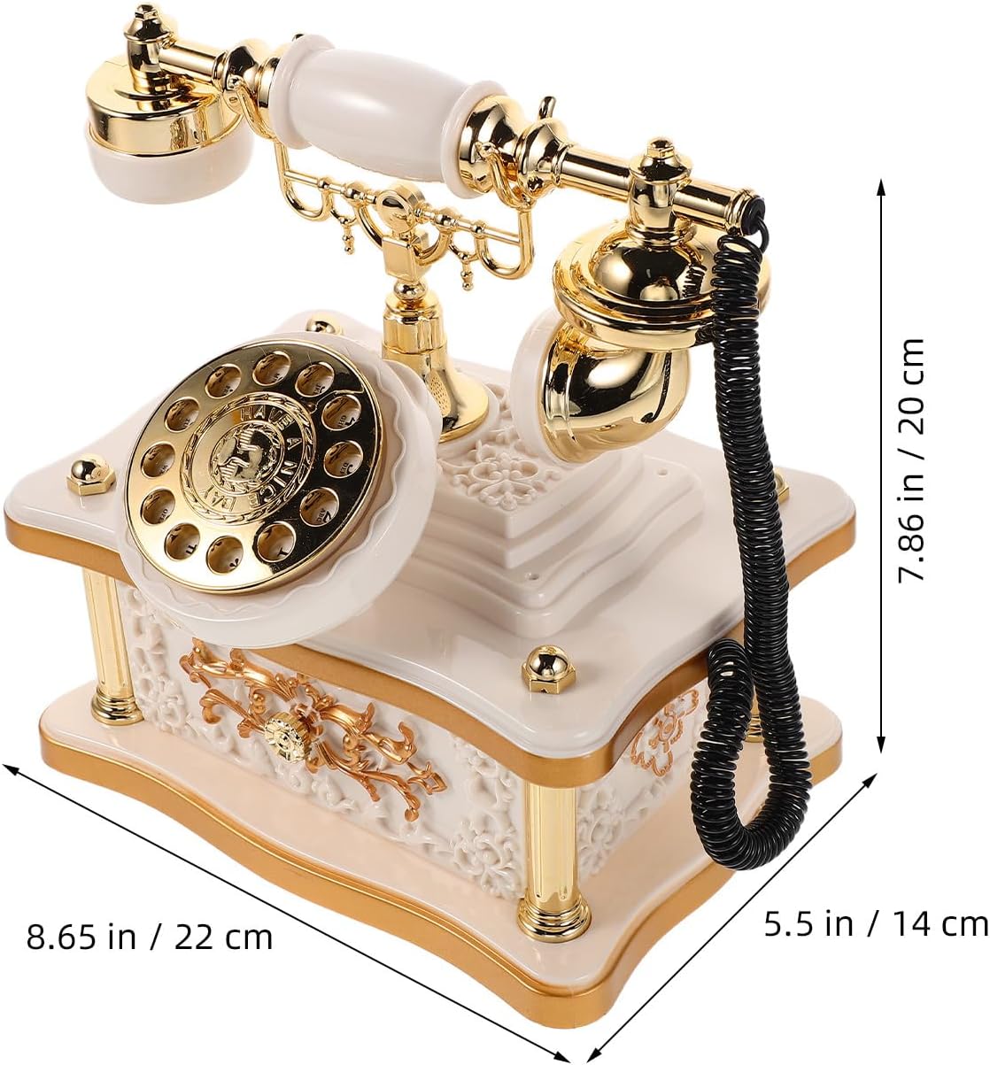 Ciieeo Retro Telephone Music Box Vintage Style Dial Phone Model Old Fashioned Telephone Figurine for Home Office and Bar Decoration