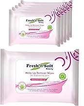 Fresh'n Soft Lingettes Démaquillantes Waterproof Peaux Sèches&Sensibles, Effet Anti-Âge, Enrichies en Extrait d’Huile d’Olive, Noix de Macadamia, Camomille et Vitamine E (125 Unité Seché (Lot de 5))