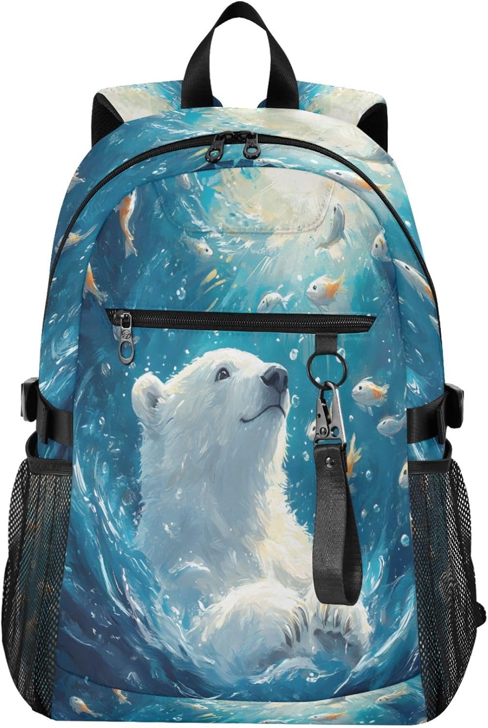 ALAZA Funny Polar Bear Fish Backpack Travel Laptop Backpack Purse for Women Men Teens Girls School Bag College Bookbag Water Resistant Casual Daypack