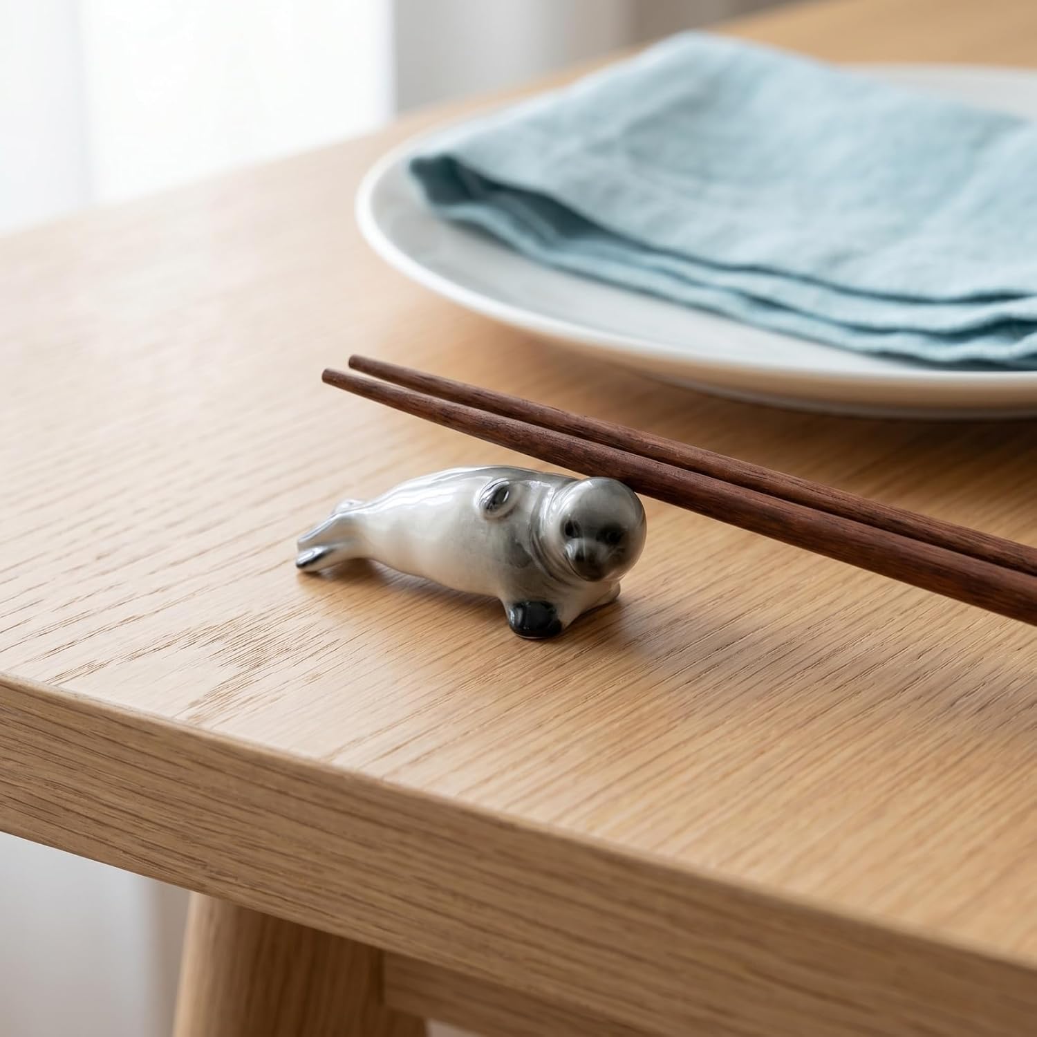Ciieeo 4-Piece Seal Chopstick Holder Set Ceramic Chopstick Rest with Organism Shape Design for Tableware Spoon Fork and Pen - Kitchen Dining Utensil Stand for Home and Restaurant