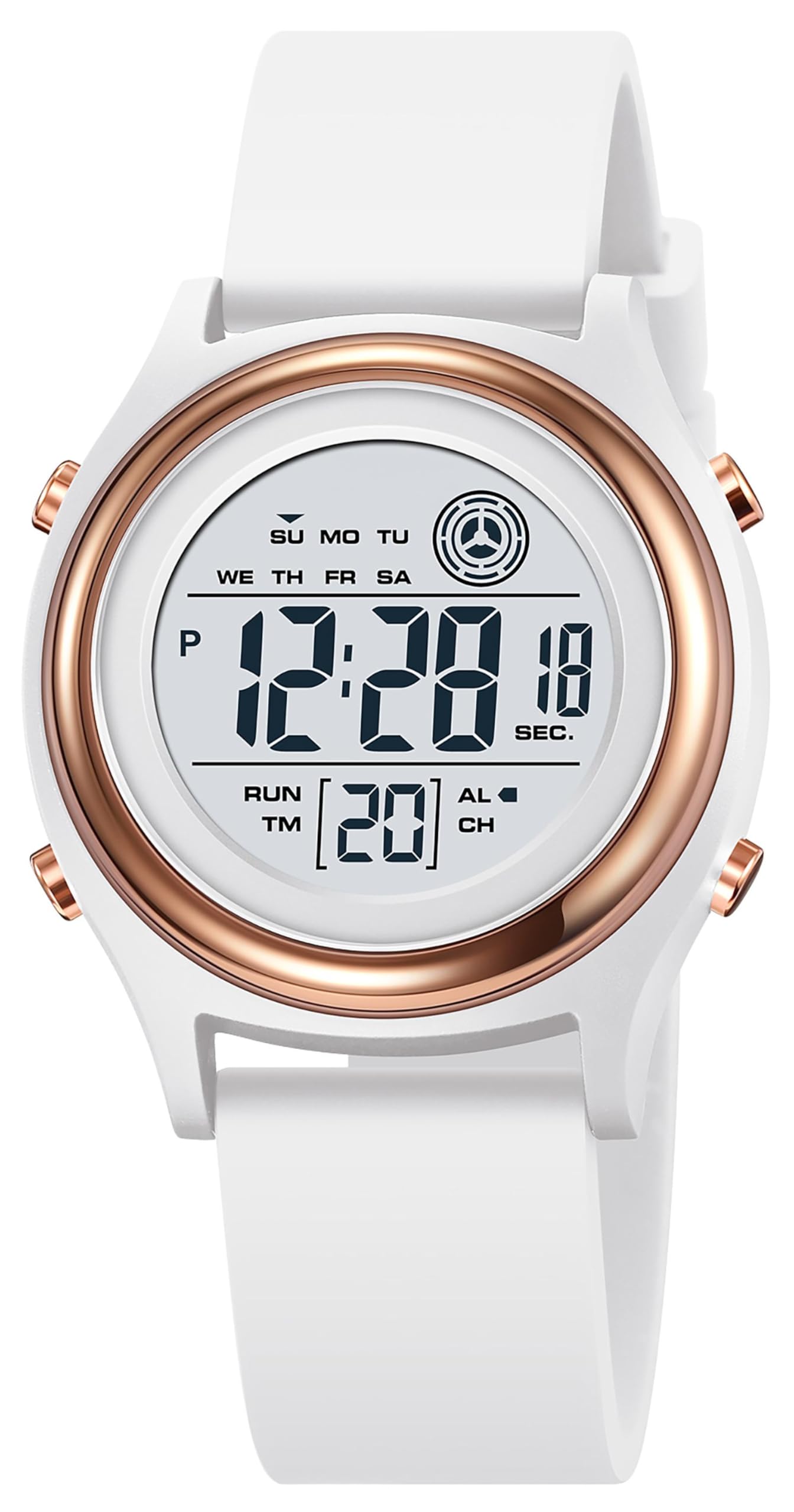 findtime Reloj digital para mujer, resistente al agua, reloj de pulsera con alarma y cuenta regresiva, reloj deportivo para mujeres y niñas, retroiluminación LED, correa de silicona casual