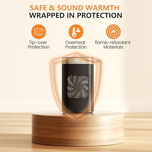 Miniatura 10 de Calentador de espacio Kissair, calentadores portátiles para uso en interiores con termostato y protección contra sobrecalentamiento, calentador de