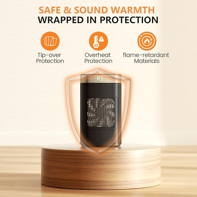 Calefactor Eléctrico Portátil Cerámico 1500W con Termostato y Control Remoto miniatura 3