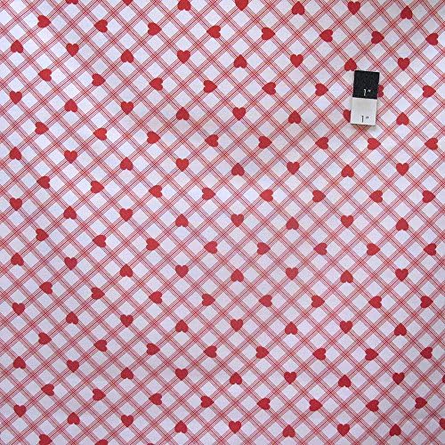 Tanya Whelan PWTW079 Valentine Rose Plaid Hearts Red Fabric By The Yard