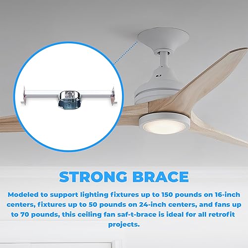 Miniatura 5 de OHLECTRIC Saf-T-Bar para ventilador de techo y lámpara - Soporte de montaje de ventilador de techo para armadura de ingeniería con caja de 1-12