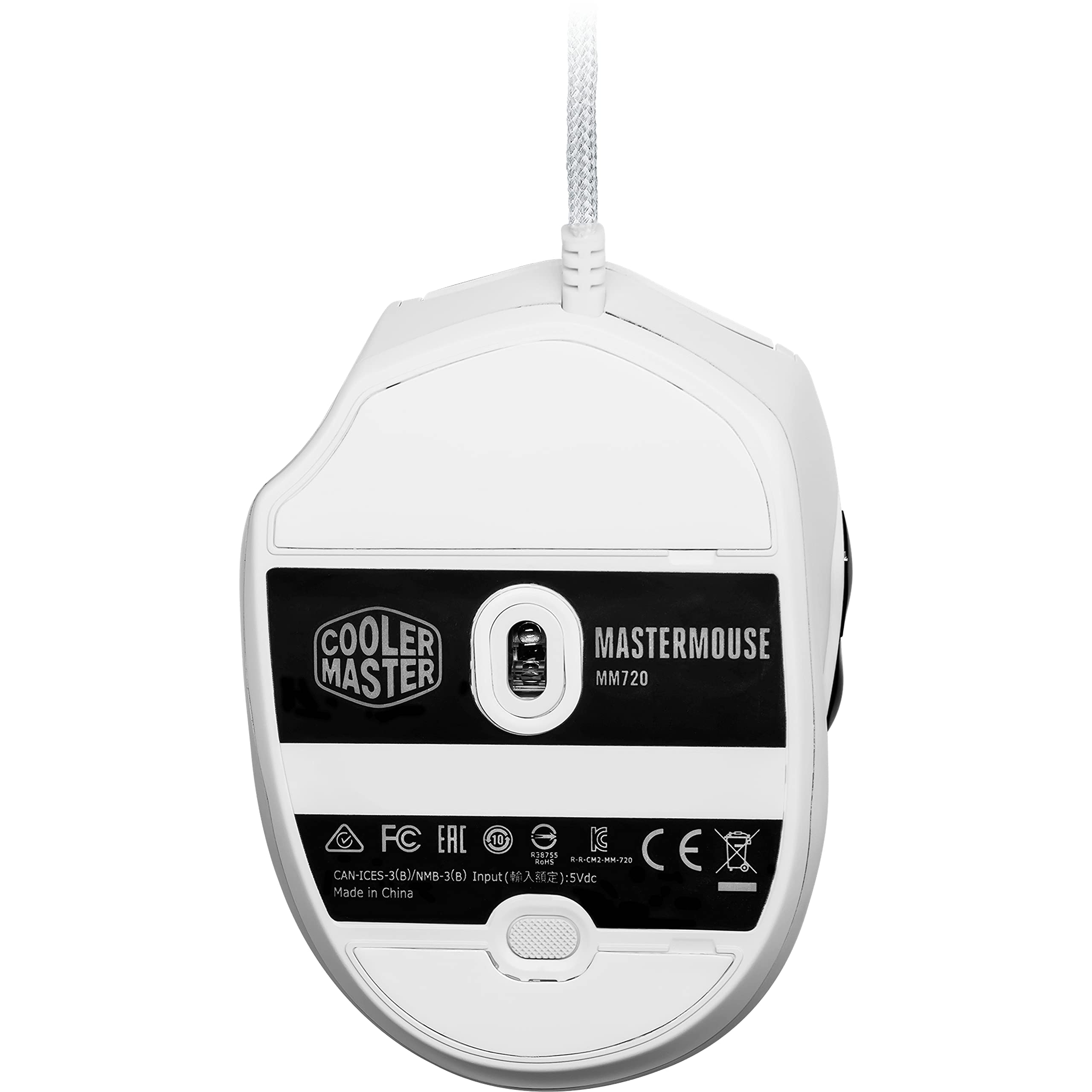 Cooler Master MM720 RGB-LED Ratón Gaming con Cable Sujeción Garra – Carcasa Ultraligera 49g, Sensor Óptico 16000DPI, Conmutadores 70 Millones Clic, Pies PTFE Suave Desplazamiento - Blanco Mate