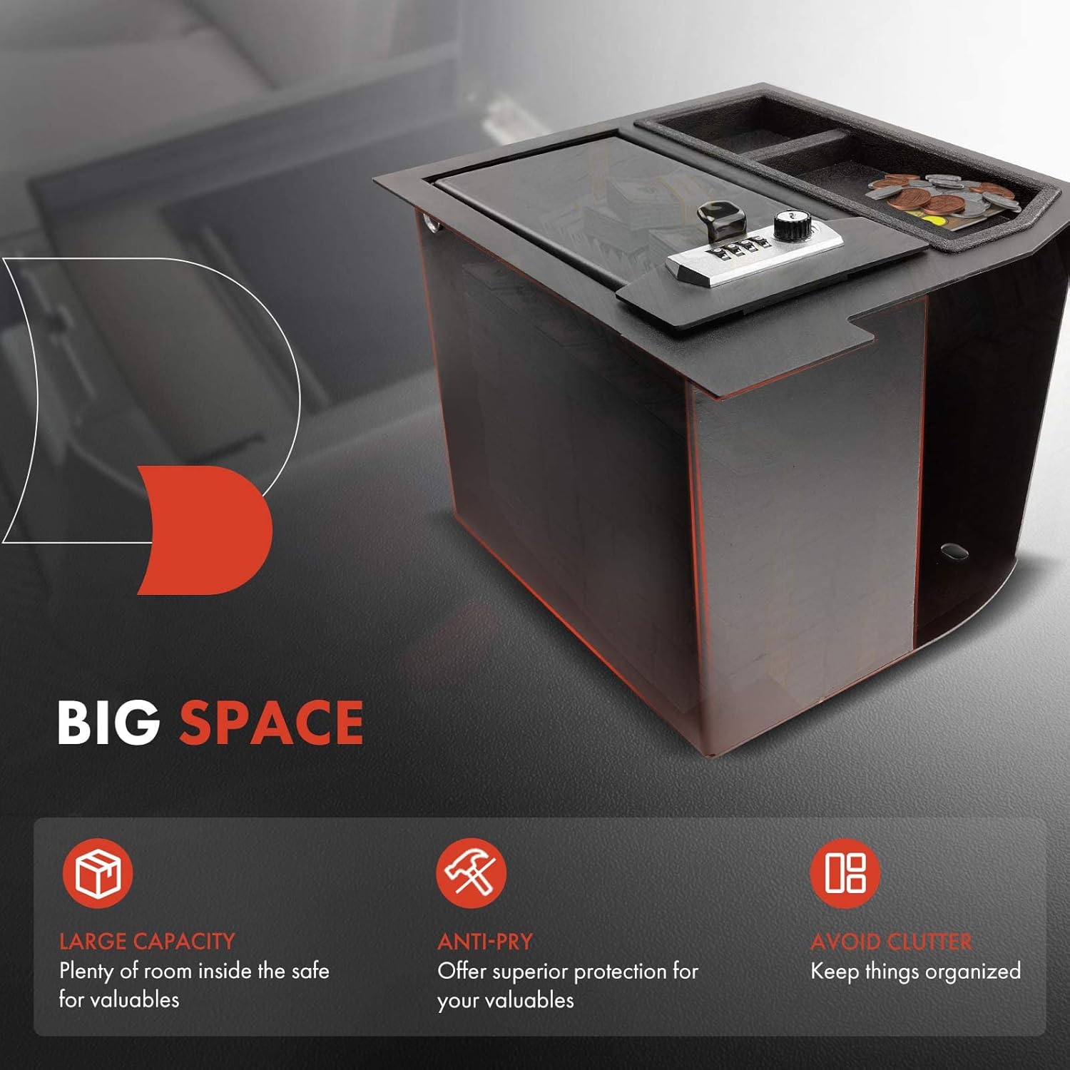 A-Premium Center Console Safe Box Compatible with Toyota Sequoia 2008-2013 Tundra 2007-2013