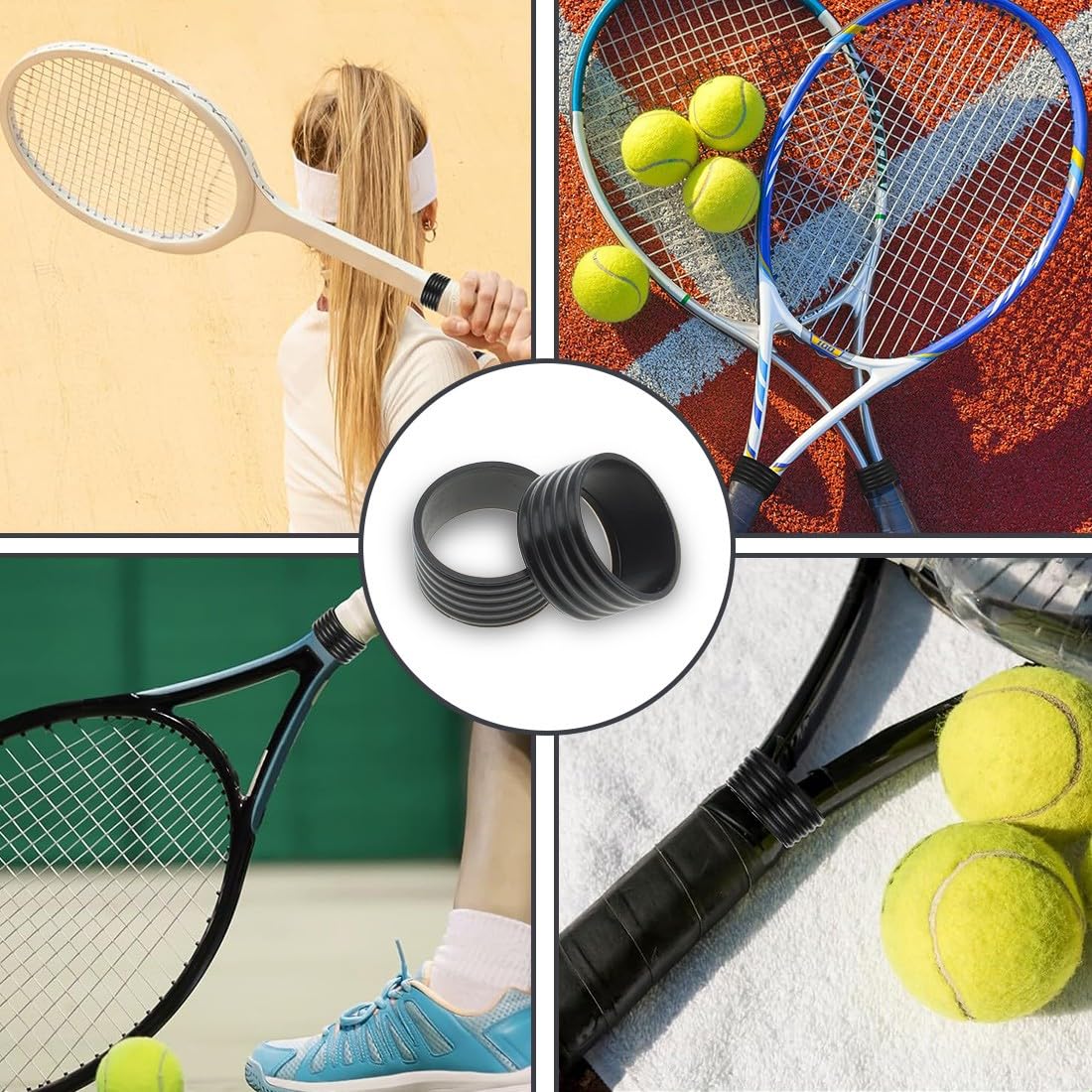 Anillo de silicona para tenis, 8 piezas, banda de agarre de goma para raqueta de tenis, Anillos de Goma Elásticos,Banda de Agarre,Goma para Raqueta de Tenis,Tennis Raqueta Fix Anillos