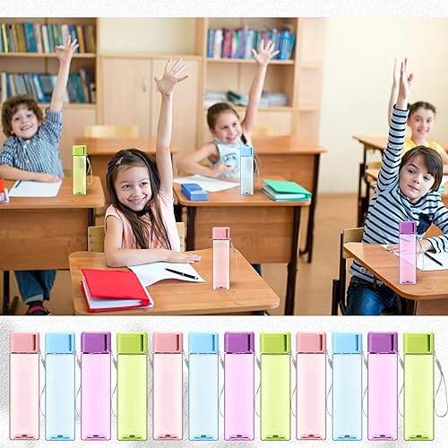 Vista 5 de Mifoci 30 botellas de agua a granel de 17 onzas de plástico para deportes de niños y adultos, contenedor portátil reutilizable a prueba de fugas