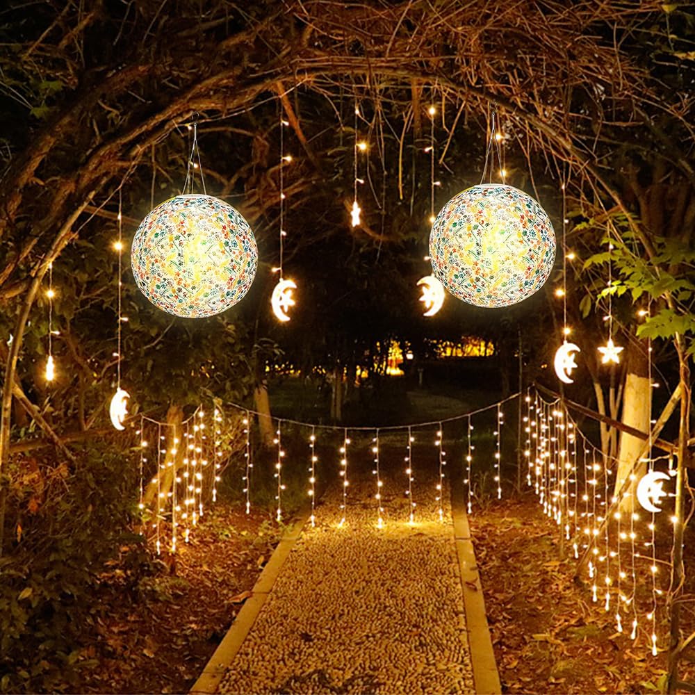 2 Piezas Farolillos Solares Exterior, 30CM Impermeables Faroles Solares Exterior, Farolillos Solare Exteriors Jardin, para Hogar Jardín Terraza Fiesta Decoracion