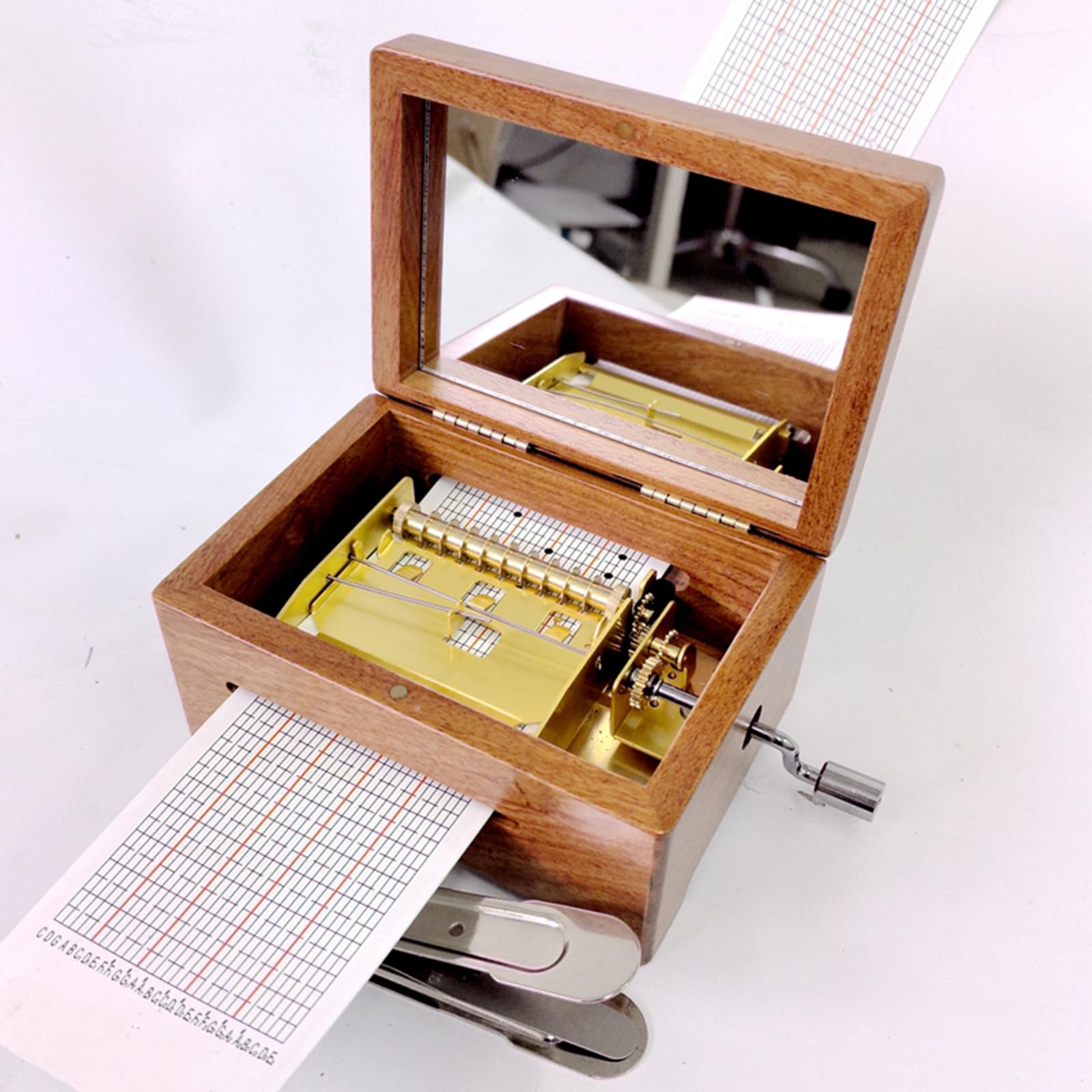 Caja Musical De Madera con Manivela, Caja Musical Personalizada De 30 Notas, 10 Cintas De Papel, Velocidad Ajustable, Kit De Herramientas para Crear Tu Propia Música.